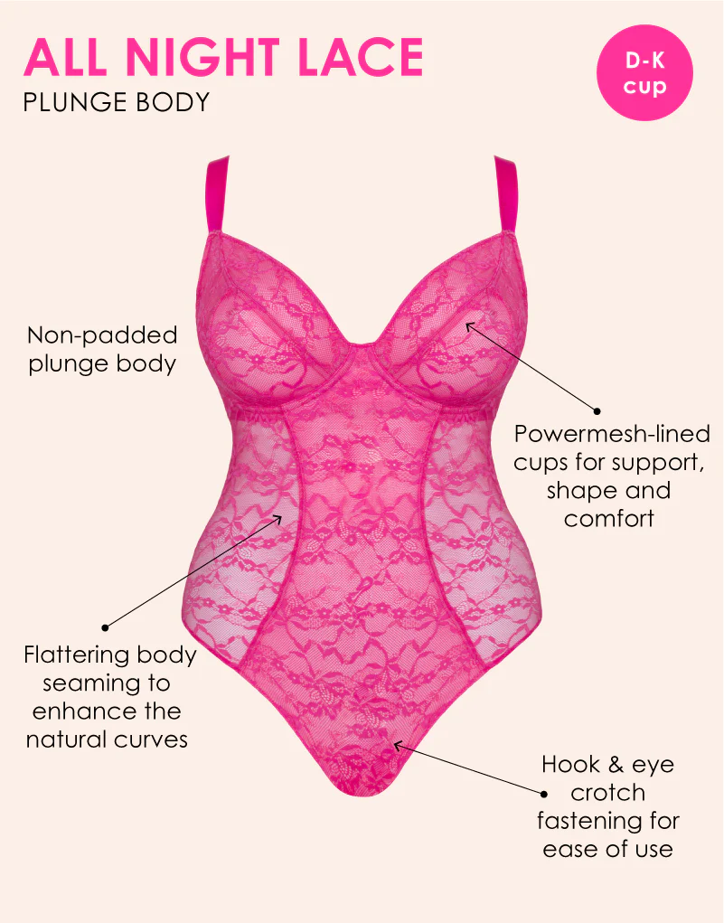 Curvy Kate All Night Lace Plunge Body Hot Pink/ Blush - Image 3