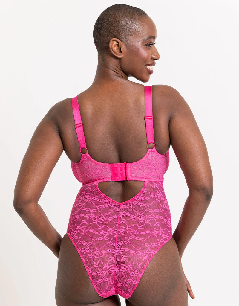 Curvy Kate All Night Lace Plunge Body Hot Pink/ Blush - Image 7