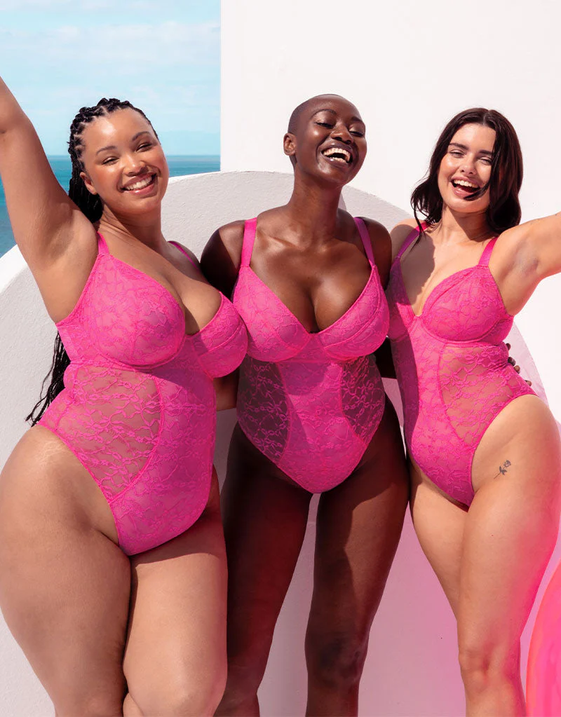 Curvy Kate All Night Lace Plunge Body Hot Pink/ Blush - Image 9