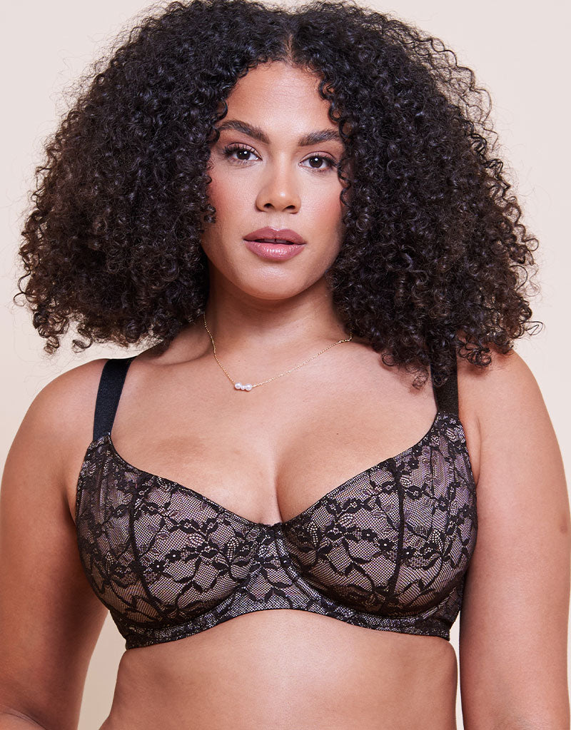 Curvy Kate All Night Lace Scooped Multiway Balcony Bra Black/Blush - Image 3