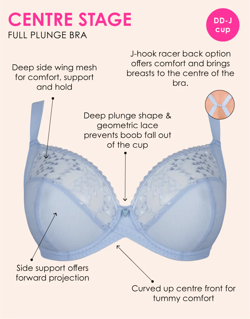 Curvy Kate Centre Stage Full Plunge Side Support Bra Icy Blue - Image 3