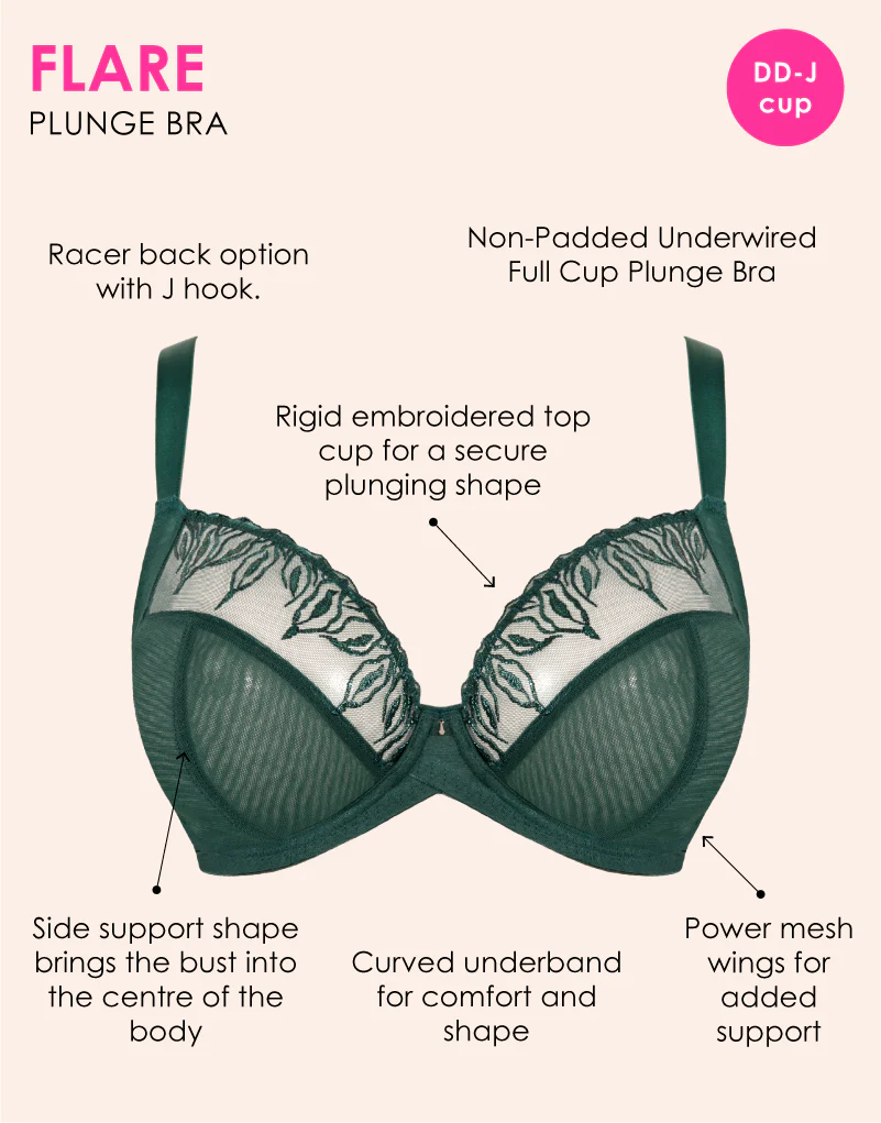 Curvy Kate Flare Full Plunge Side Support Multiway Bra Emerald Sparkle - Image 3