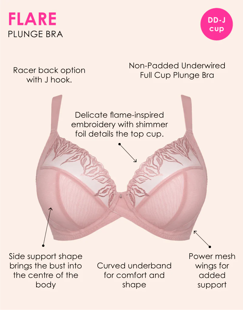 Curvy Kate Flare Full Plunge Side Support Multiway Bra Rose Sparkle - Image 3