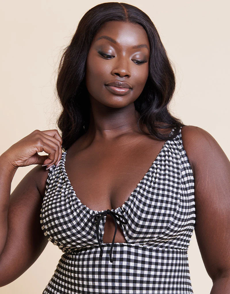 Curvy Kate Holiday Check Non Wired Swimsuit Black - Image 3