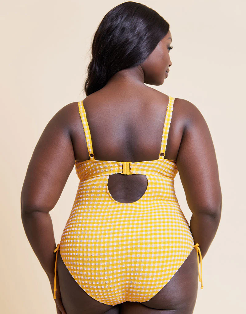 Curvy Kate Holiday Check Non Wired Swimsuit Sunshine Yellow - Image 6