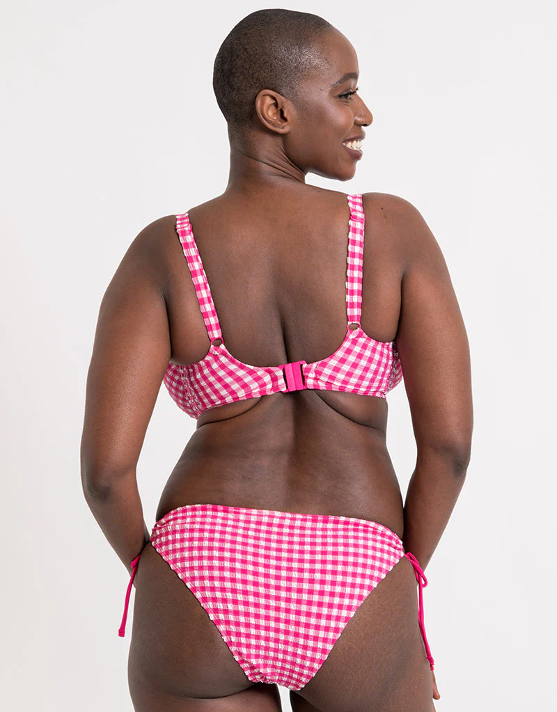 Curvy Kate Holiday Check Tie-Side Bikini Brief Raspberry Pink - Image 5