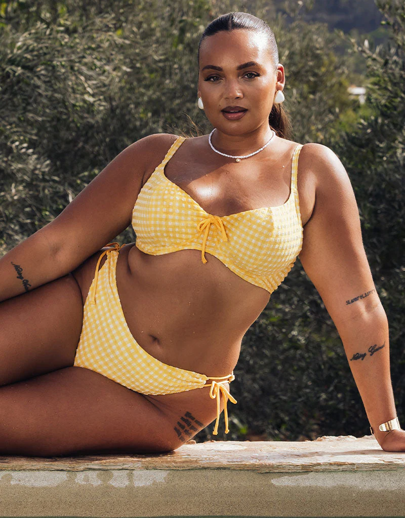 Curvy Kate Holiday Check Tie-Side Bikini Brief Sunshine Yellow - Image 5