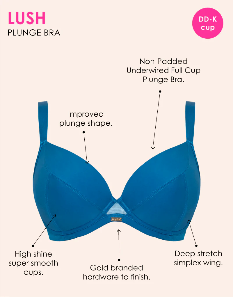 Curvy Kate Lush Full Plunge Bra Peacock Blue - Image 3