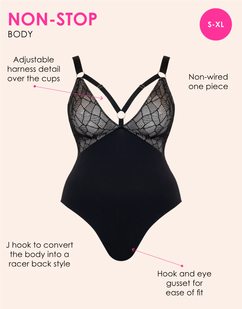 Curvy Kate Non-Stop Stretch Body Black/Pink - Image 3