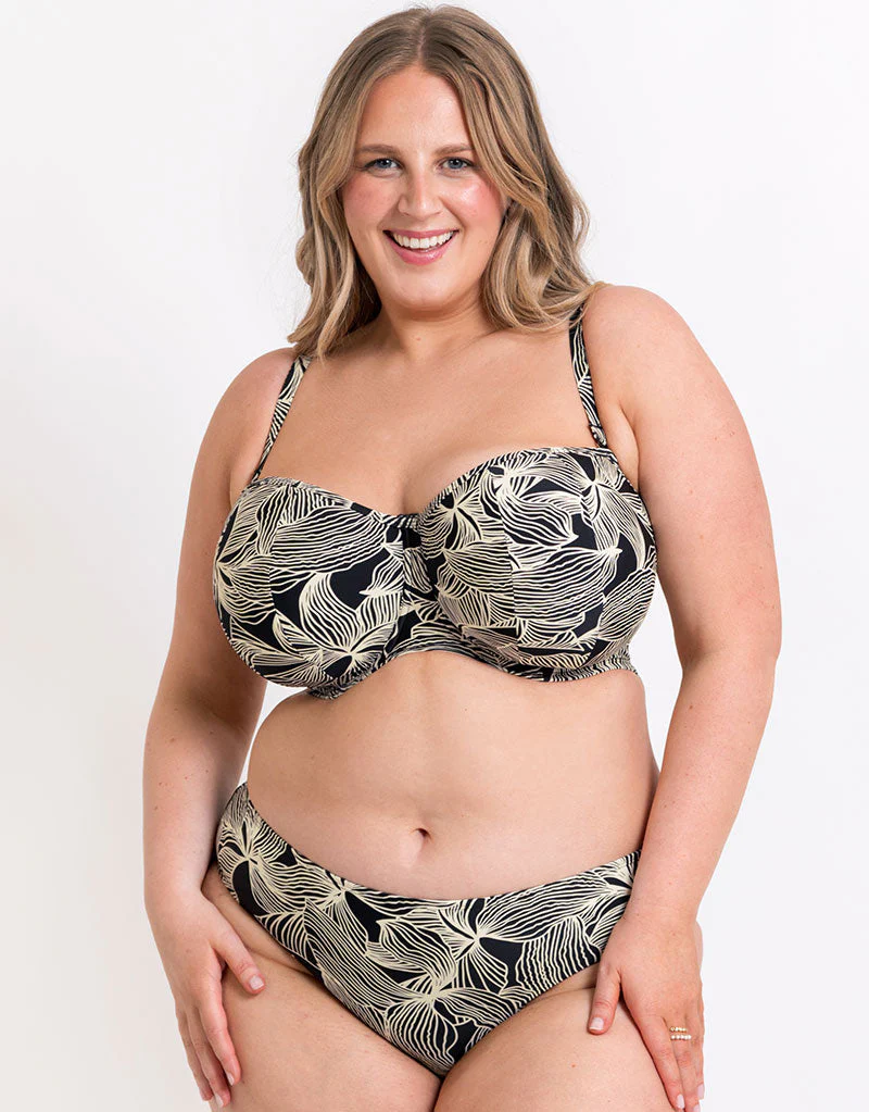 Curvy Kate Ripple Reef Bikini Brief Black Print - Image 3