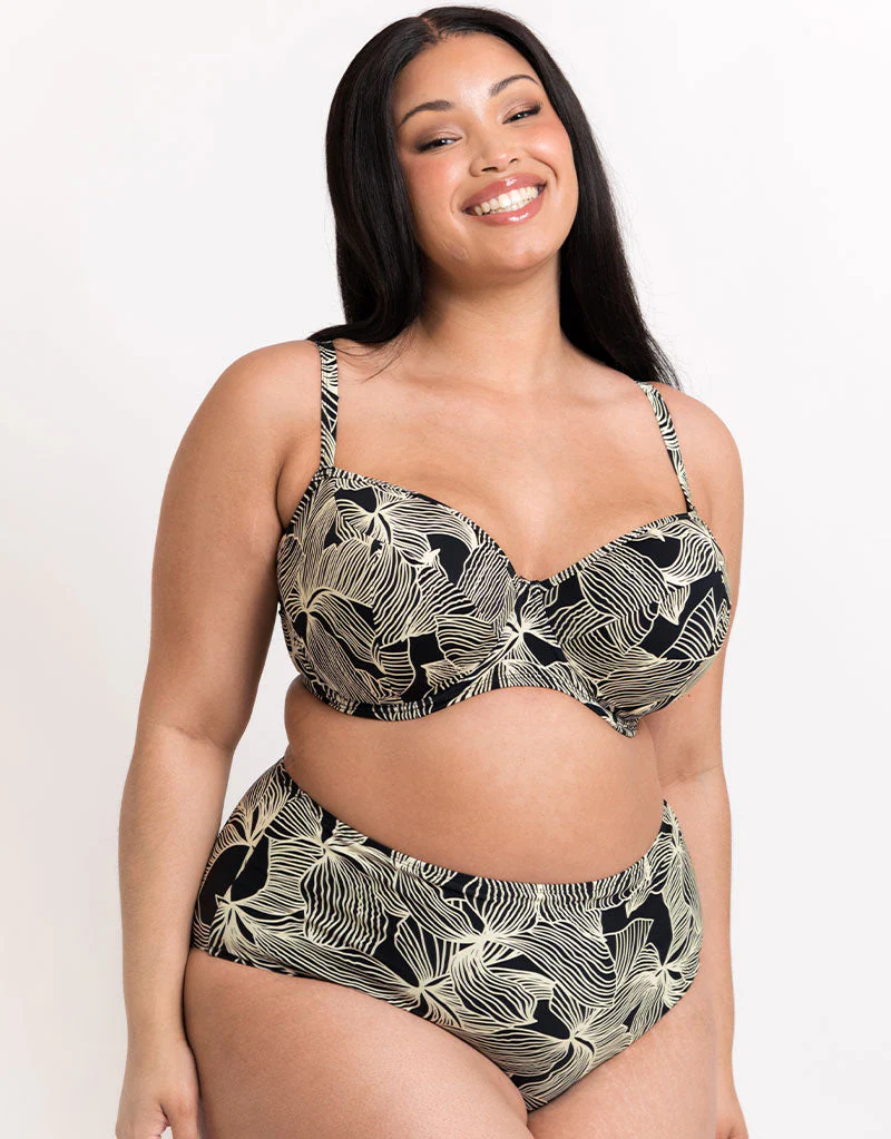 Curvy Kate Ripple Reef High Waist Bikini Brief Black Print - Image 3