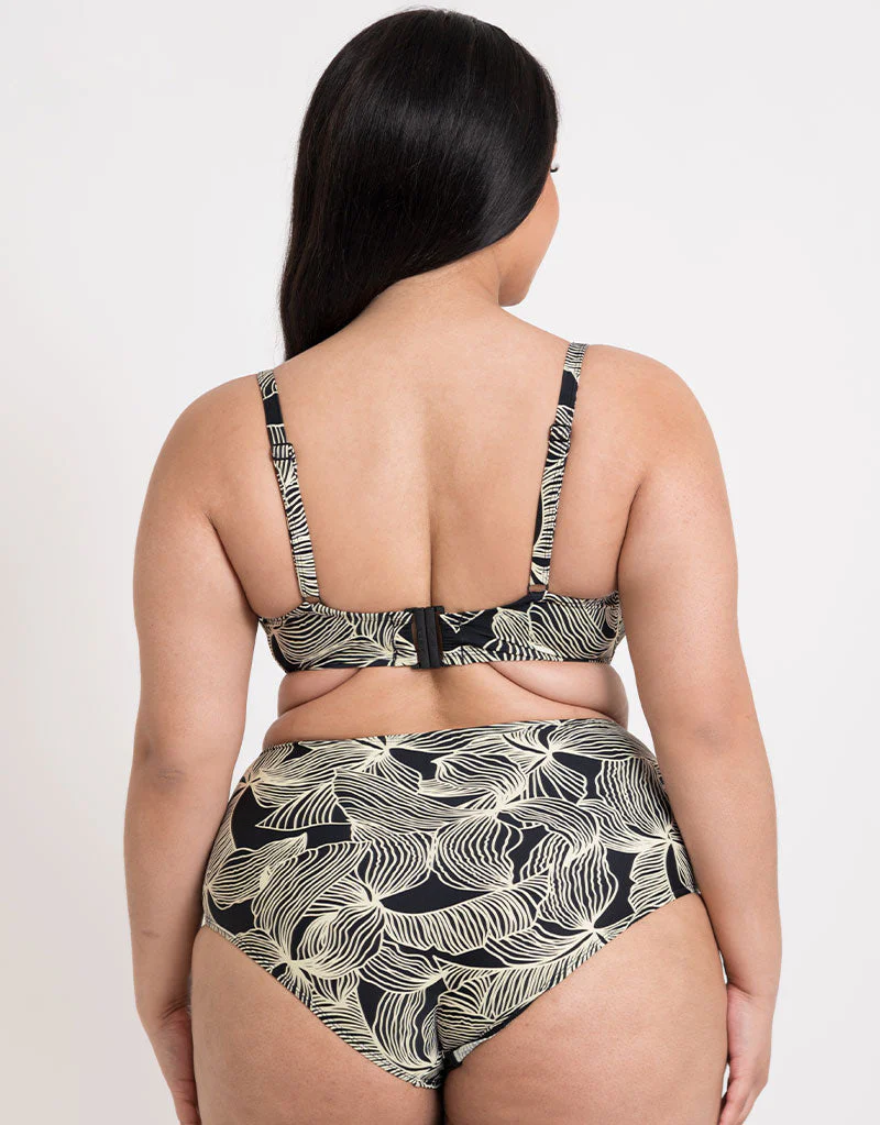 Curvy Kate Ripple Reef Padded Balcony Bikini Top Black Print - Image 5