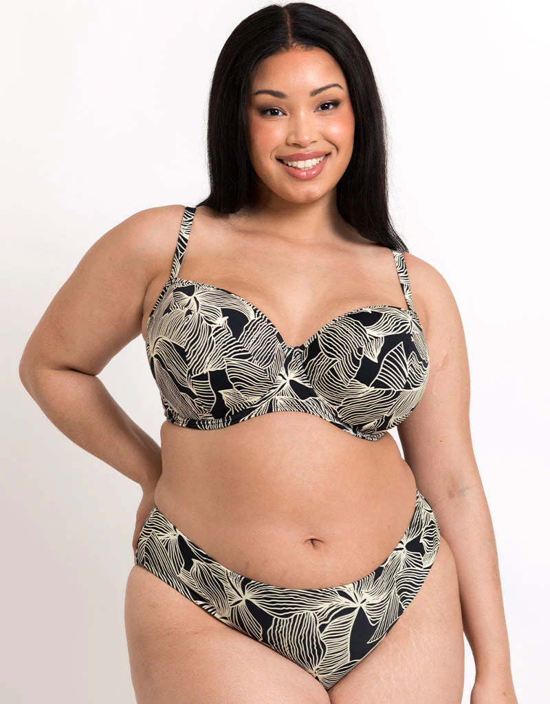 Curvy Kate Ripple Reef Padded Balcony Bikini Top Black Print - Image 6