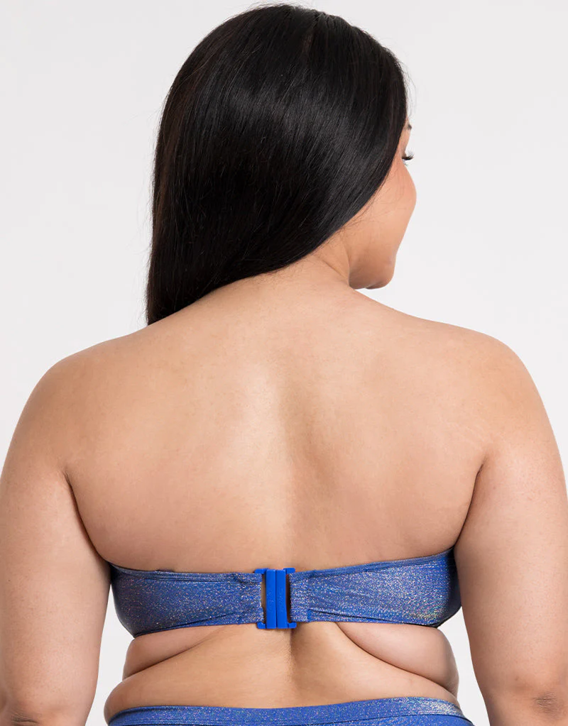 Curvy Kate Sapphire Seas Bandeau Bikini Top Blue Sparkle - Image 5