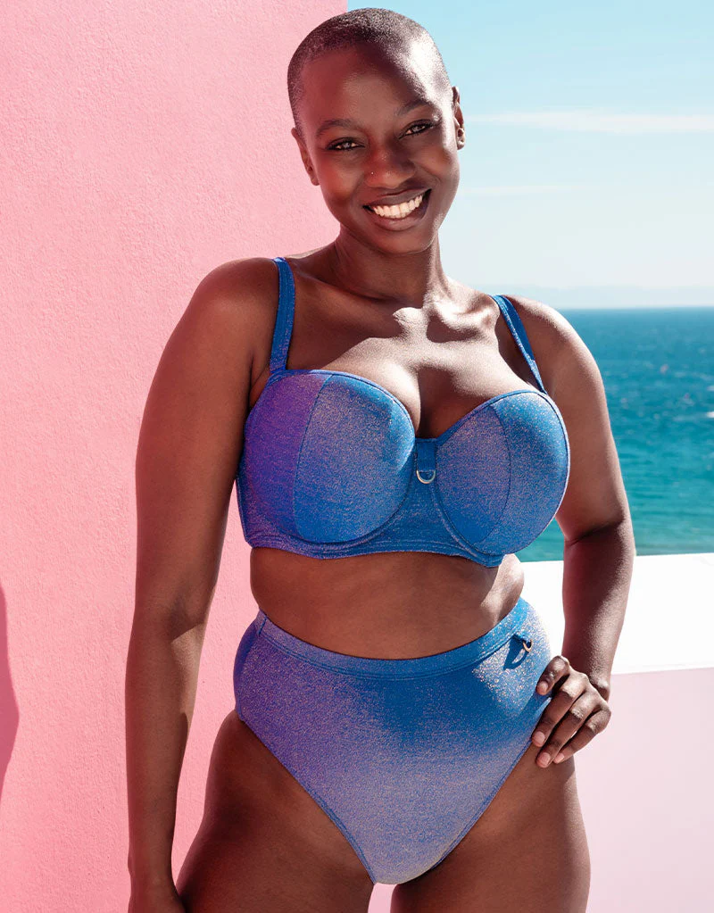 Curvy Kate Sapphire Seas Bandeau Bikini Top Blue Sparkle - Image 8