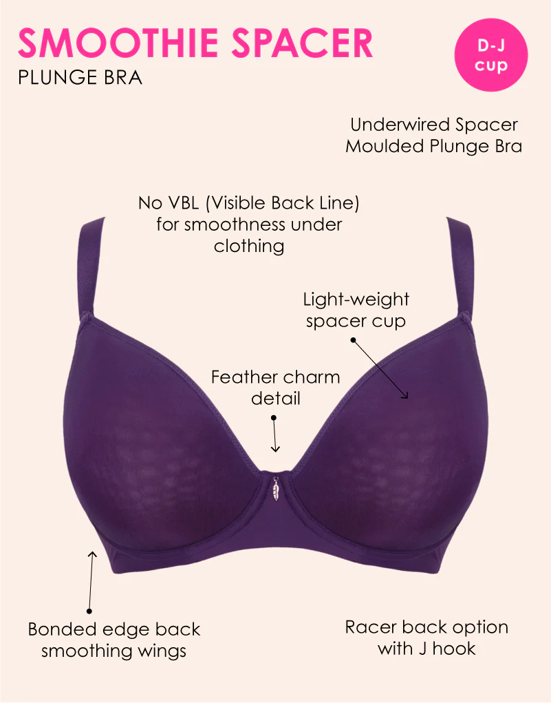Curvy Kate Smoothie Spacer Moulded T-Shirt Plunge Bra Deep Purple - Image 3