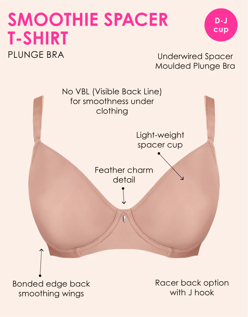 Curvy Kate Smoothie Spacer Moulded T-Shirt Plunge Bra Latte - Image 3