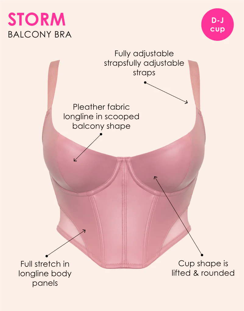 Curvy Kate Storm Scooped Longline Balcony Bra Dusky Rose - Image 3