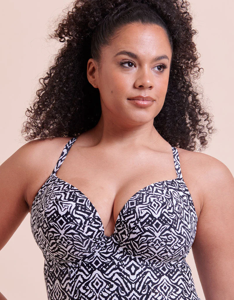 Curvy Kate Wild Horizon Padded Plunge Swimsuit Black Print - Image 3