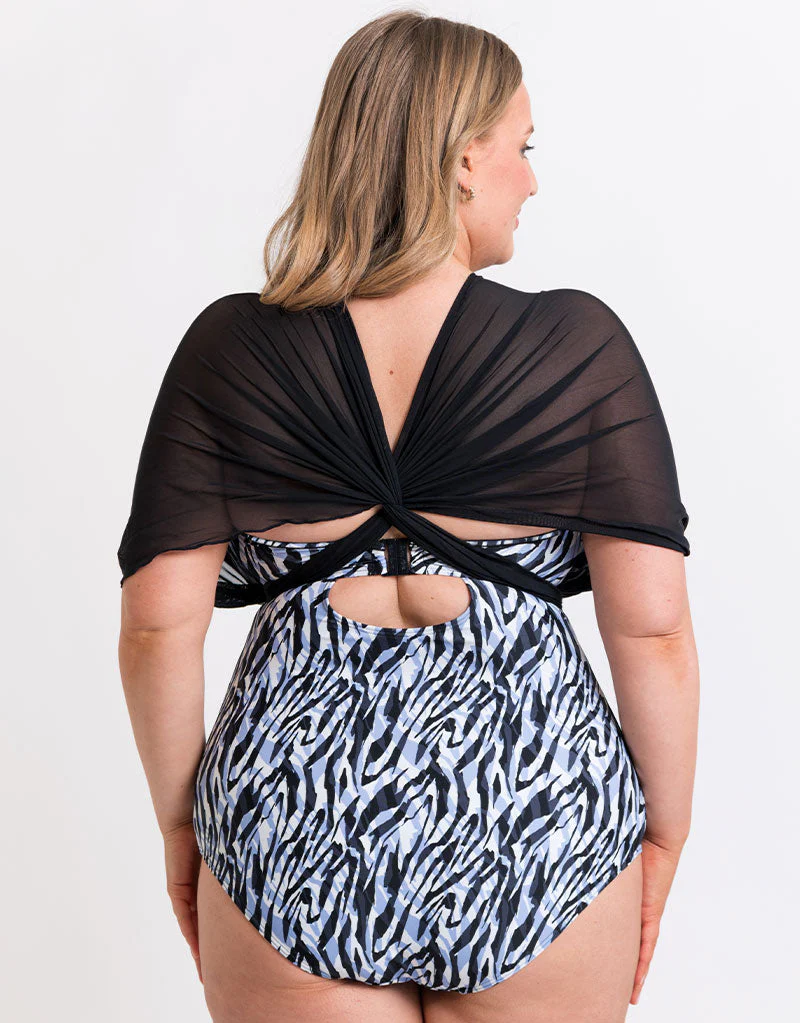 Curvy Kate Wrapsody Bandeau Strapless Multiway Swimsuit Zebra Print - Image 11