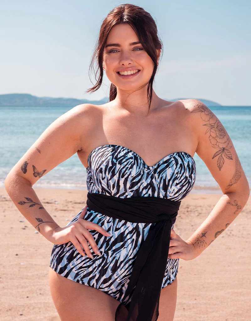 Curvy Kate Wrapsody Bandeau Strapless Multiway Swimsuit Zebra Print - Image 13