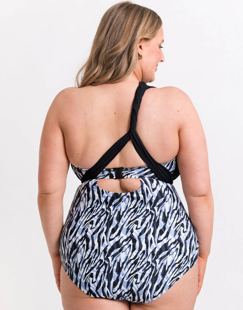 Curvy Kate Wrapsody Bandeau Strapless Multiway Swimsuit Zebra Print - Image 6