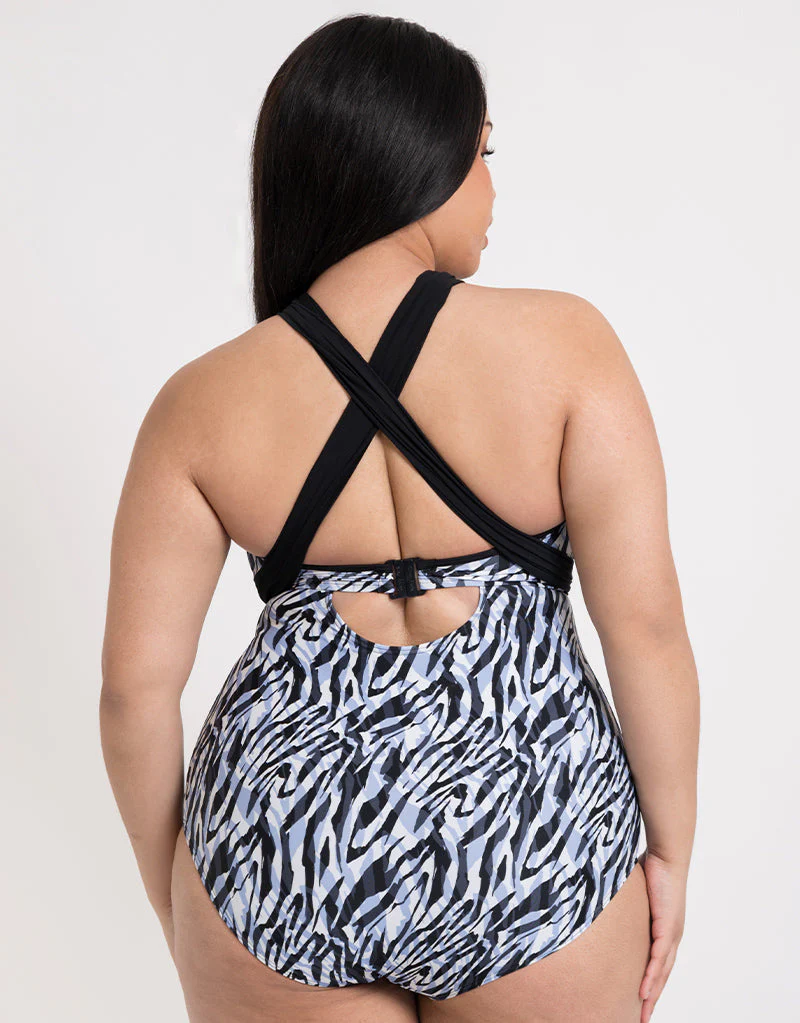 Curvy Kate Wrapsody Bandeau Strapless Multiway Swimsuit Zebra Print - Image 8