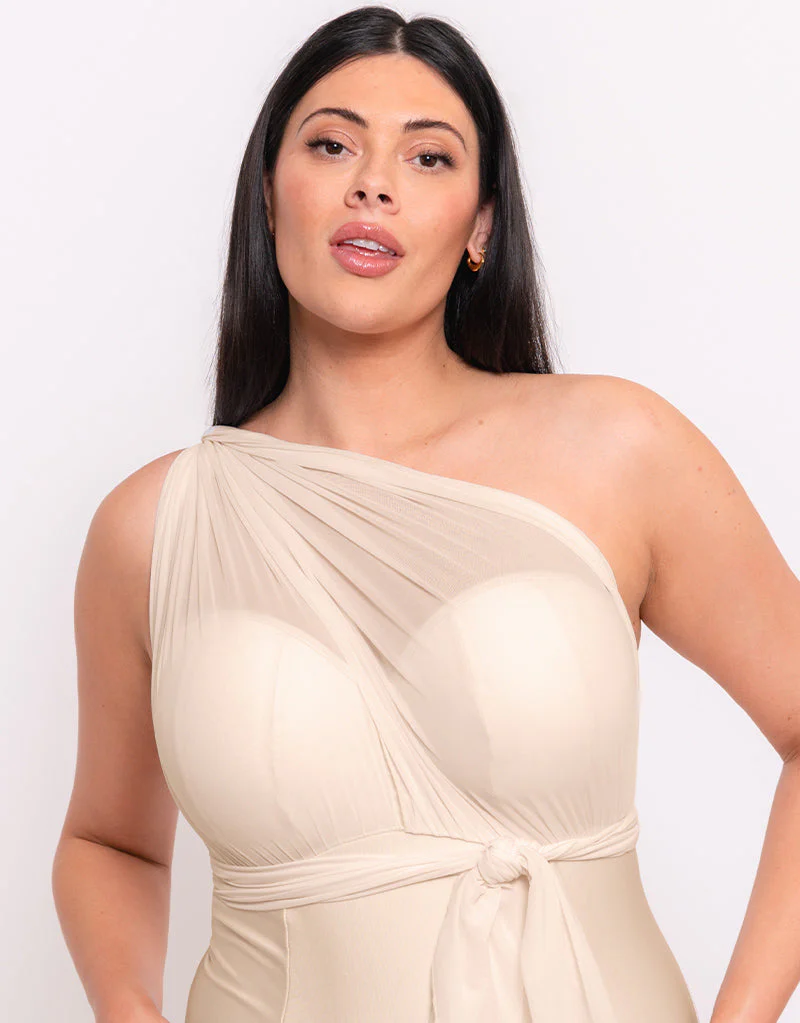 Curvy Kate Wrapsody Bandeau Strapless Multiway Swimsuit Oyster - Image 4