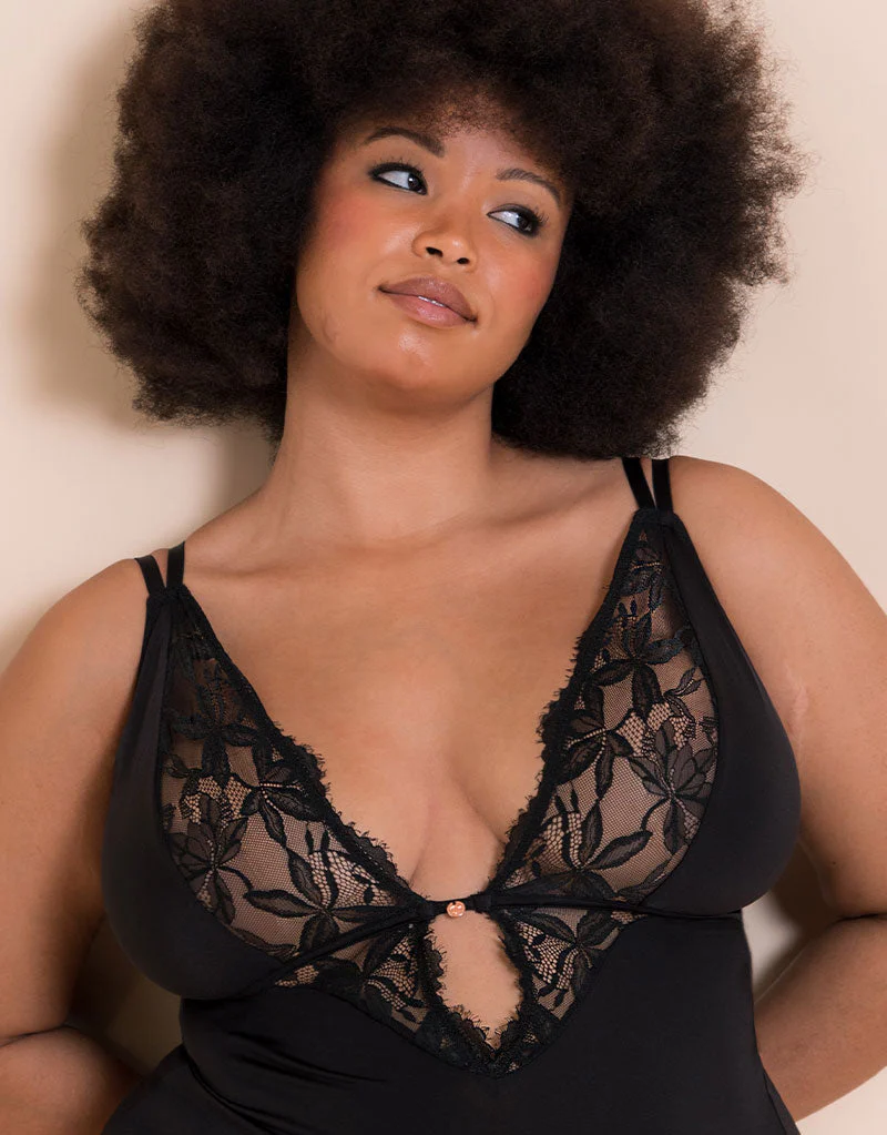 Scantilly Embrace Stretch Lace Teddy Black - Image 3
