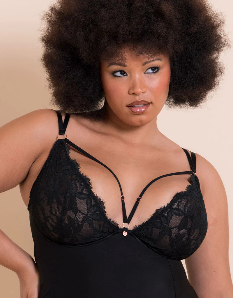 Scantilly Embrace Wired Deep Plunge Chemise Black - Image 3