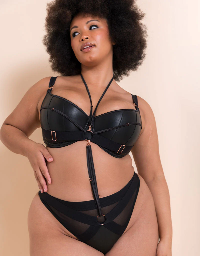 Scantilly Harnessed Padded Half Cup Bra Black - Image 10