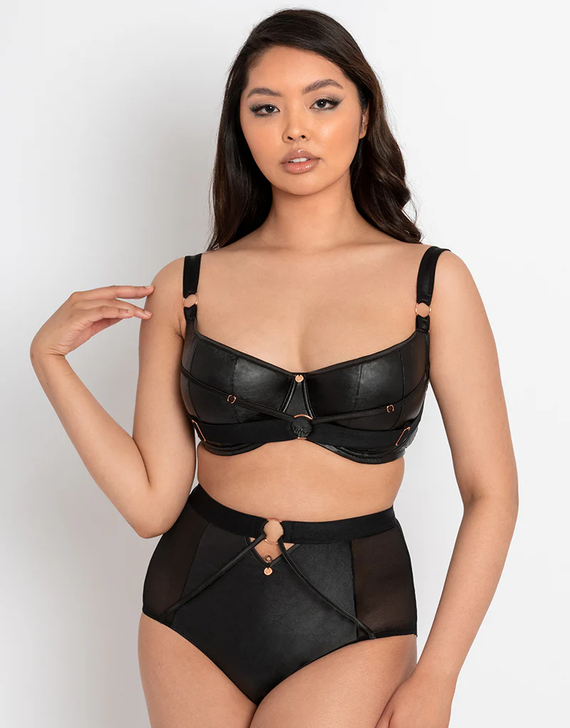 Scantilly Harnessed Padded Half Cup Bra Black - Image 11