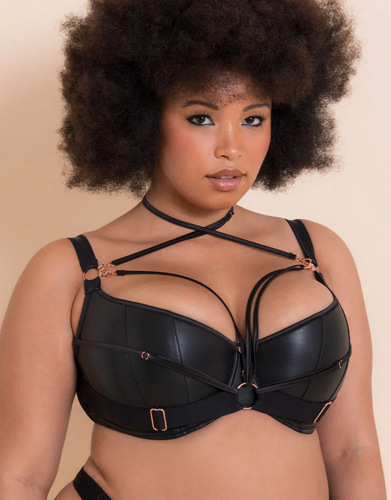 Scantilly Harnessed Padded Half Cup Bra Black - Image 3