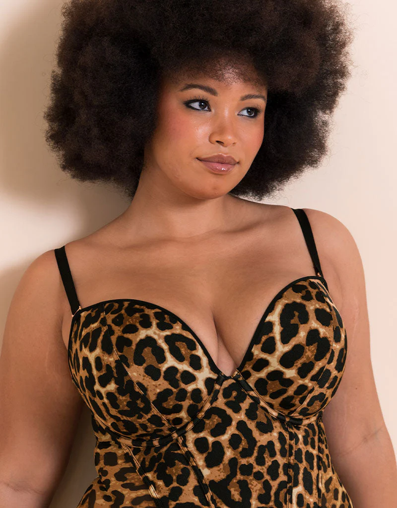 Scantilly Icon Plunge Strapless Multiway Padded Body Leopard Print - Image 3