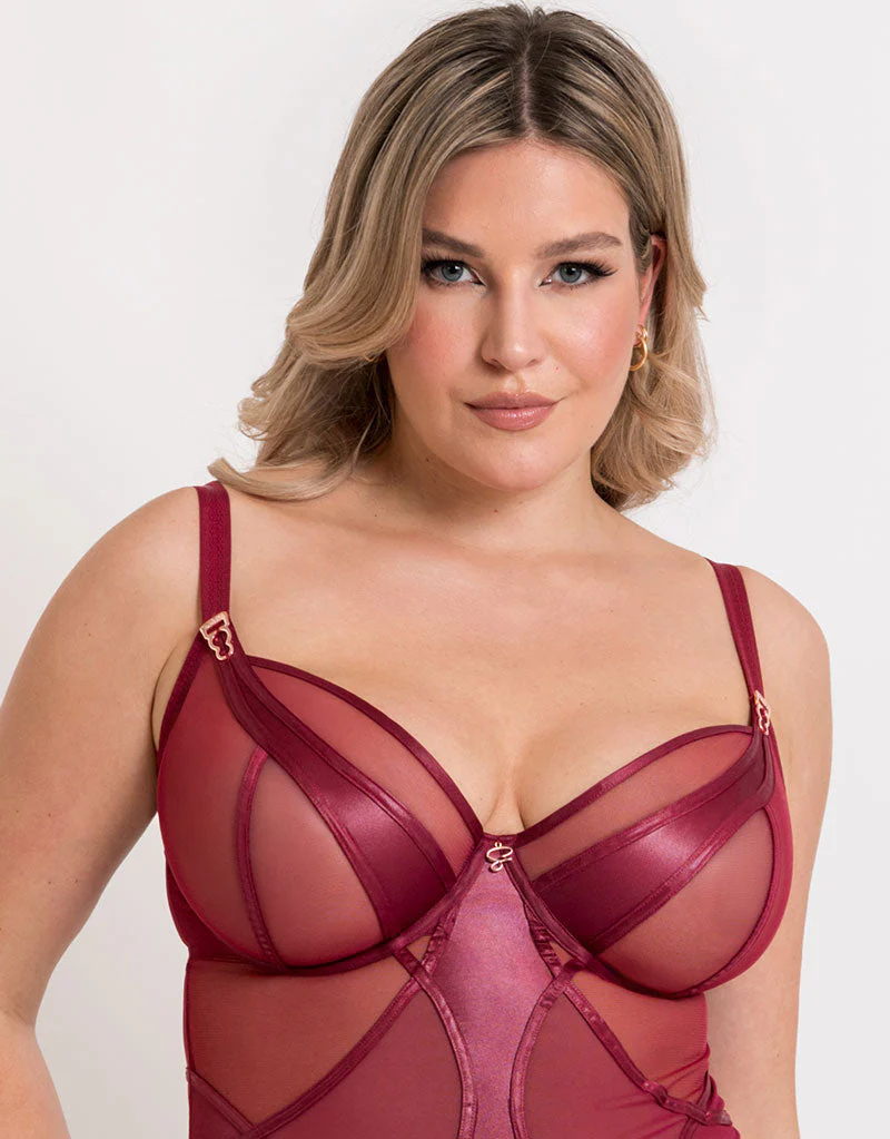 Scantilly Suspense Plunge Bodysuit Sangria - Image 3
